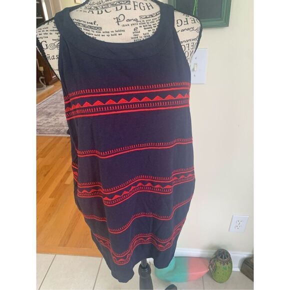 J. Jill Embroidered Knit Sleeveless Top Navy Blue Red  NWT - Picture 2 of 10